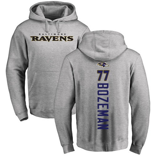 Men Baltimore Ravens Ash Bradley Bozeman Backer NFL Football 77 Pullover Hoodie Sweatshirt